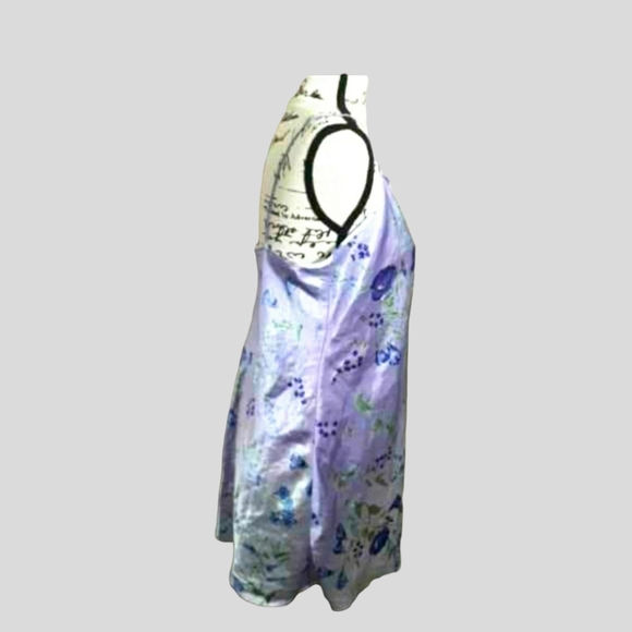 Womens sz Med Lavender blue green Floral print nighty pj gown - Picture 1 of 7